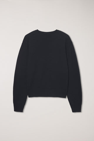 UNISEX BUTTONED CREWNECK SWEATER BLACK