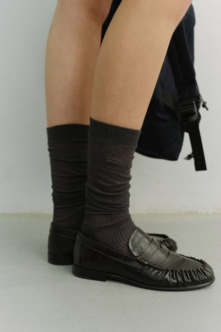 SHEER KNEE SOCKS CHARCOAL GREY