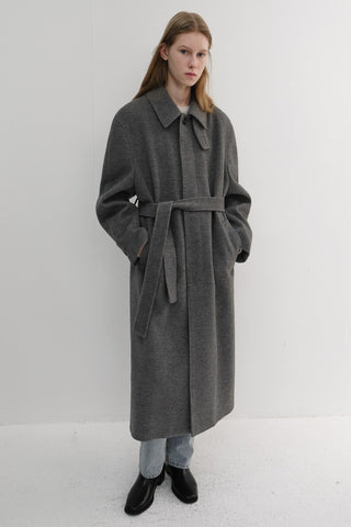 [Pre-order: Oct 27] UNISEX BELTED CASHMERE MAC COAT MELANGE GREY