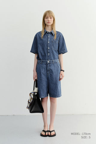 UNISEX LINEN DENIM SHIRT CLASSIC BLUE