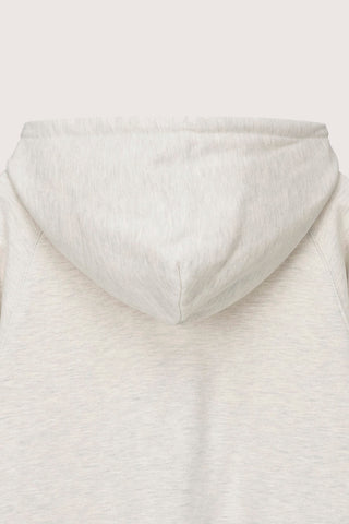 UNISEX LEATHER LOGO ZIP-UP HOODIE OATMEAL MELANGE