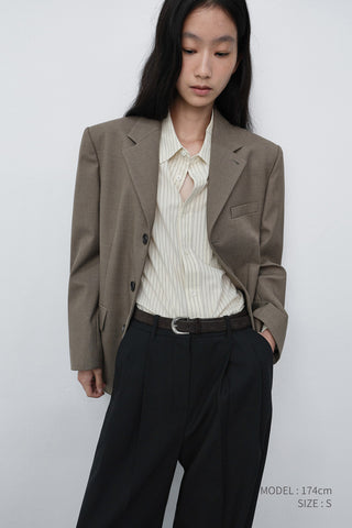 UNISEX CLASSIC 3 BUTTON WOOL BLAZER KHAKI BEIGE