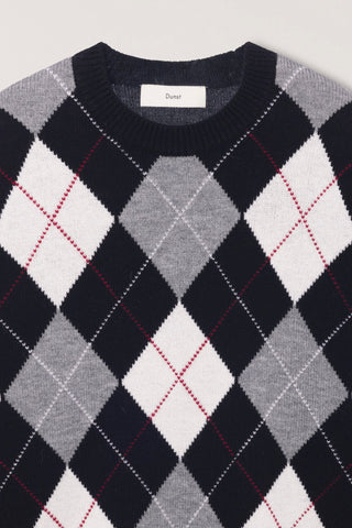 UNISEX ARGYLE CREWNECK SWEATER BLACK