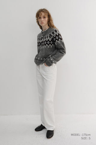 [SULLYOON PICK] UNISEX CHUNKY PATTERN CARDIGAN MELANGE GREY