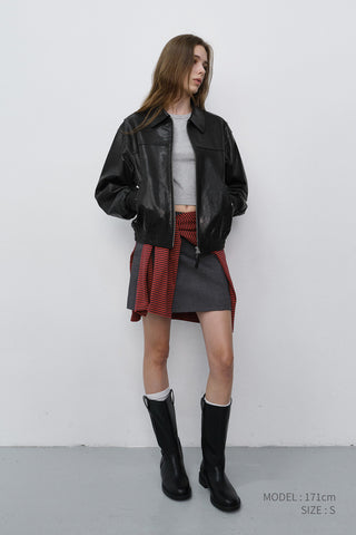 UNISEX REFINED LEATHER BLOUSON BLACK