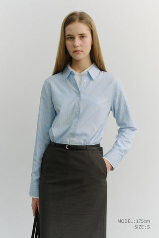 2-WAY ESSENTIAL STRIPED SHIRT SOFT BLUE STRIPE