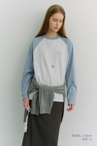 UNISEX RAGLAN T-SHIRT SKY BLUE LIGHT MELANGE GREY