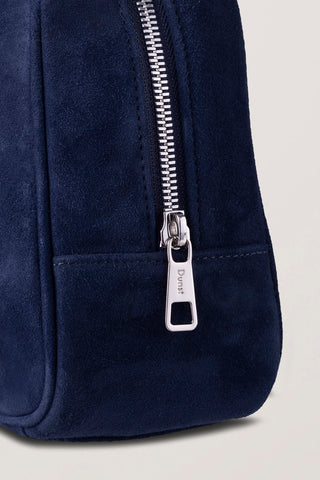 SUEDE BOSTON TOTE BAG NAVY