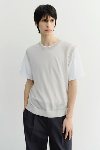 UNISEX SHEER LAYERING KNIT VEST LIGHT GREY
