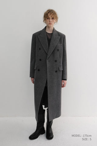 UNISEX TAILORED DOUBLE-BREASTED CASHMERE COAT MELANGE GREY