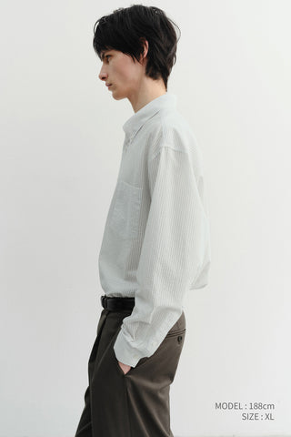 UNISEX CLASSIC STRIPED BD OVERSHIRT CREAM