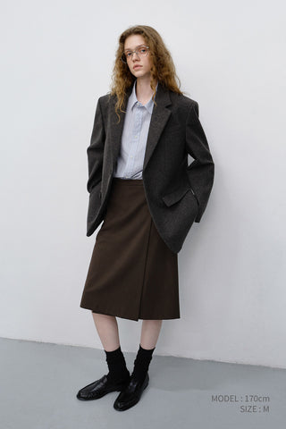 UNISEX CLASSIC 2 BUTTON WOOL BLAZER CHARCOAL BROWN