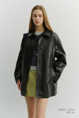 UNISEX ALTER-LEATHER HALF JACKET BLACK