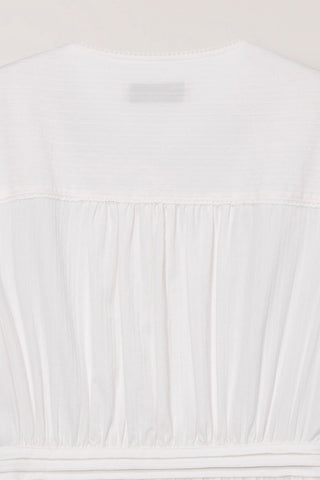 MAXI SHIRRING HALF SLEEVE DRESS IVORY