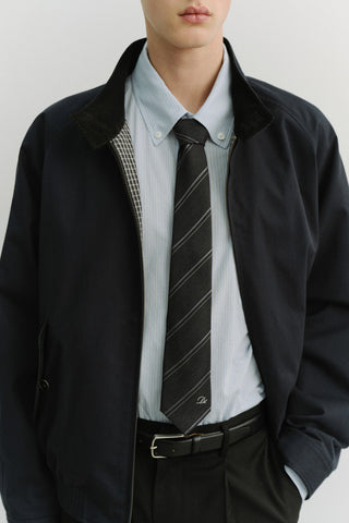 STRIPED TIE CHARCOAL GREY