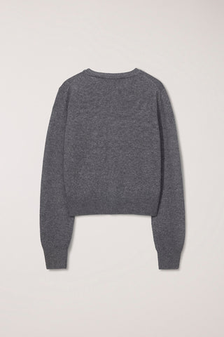 UNISEX CREWNECK KNIT CARDIGAN MELANGE GREY