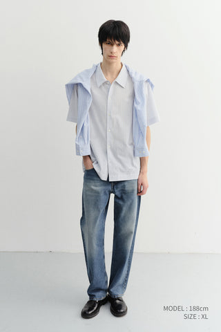 UNISEX HOLIDAY STRIPED SHIRT SOFT BLUE STRIPE