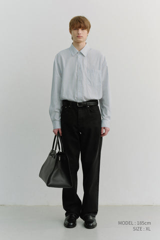 UNISEX OVERSIZED STRIPED SHIRT MISTY BLUE STRIPE