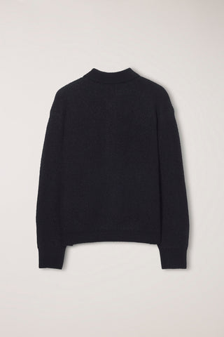 UNISEX HAIRY COLLARED SWEATER BLACK