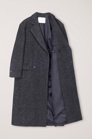 UNISEX LOOSE DOUBLE-BREASTED COAT CHARCOAL MELANGE