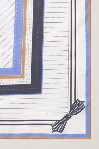 LINEAR FRAME SCARF CREAM NAVY