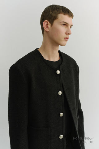 UNISEX CLASSIC BOUCLE TWEED JACKET BLACK