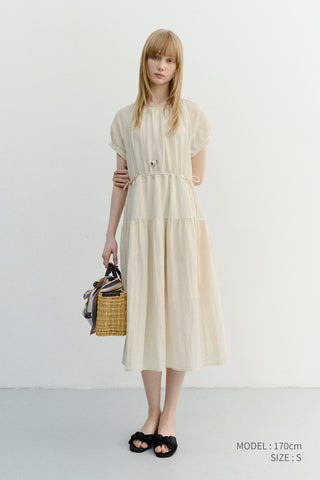 HALF SLEEVE DRESS LIGHT BEIGE