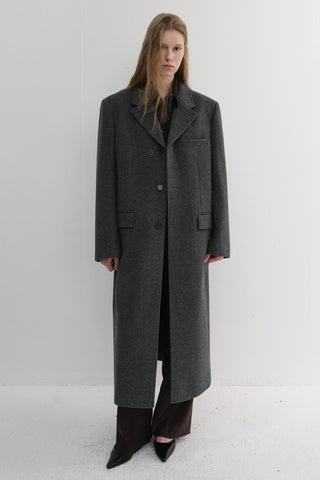 UNISEX 2-WAY 3 BUTTON CASHMERE COAT CHARCOAL GREY