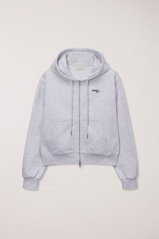 UNISEX CROPPED ZIP-UP HOODIE LIGHT MELANGE GREY