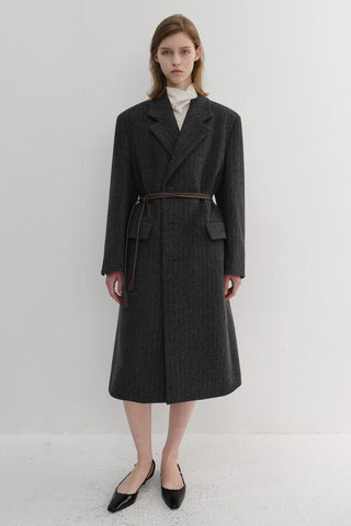 UNISEX BOXY TAILORED COAT GREY HERRINGBONE
