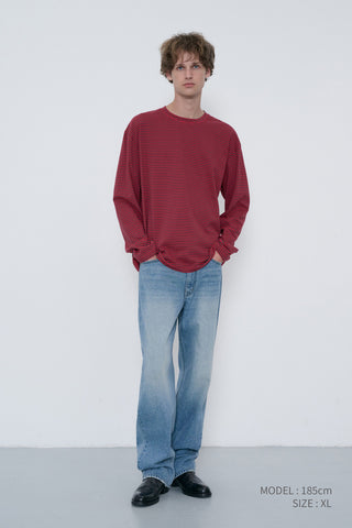 UNISEX MUTED STRIPED T-SHIRT RED