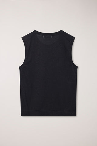 UNISEX SHEER LAYERING KNIT VEST BLACK