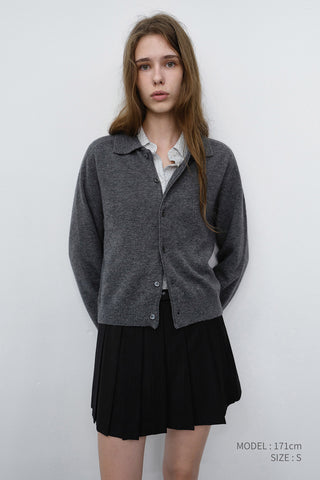 UNISEX COLLARED KNIT CARDIGAN MELANGE GREY