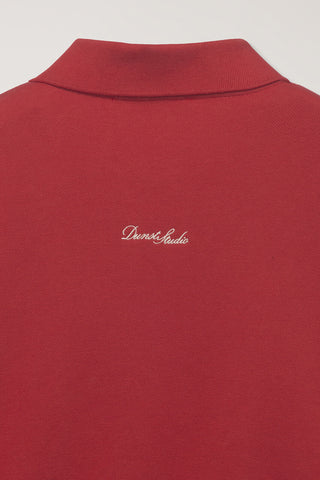 UNISEX LEATHER LOGO COLLARED T-SHIRT RED