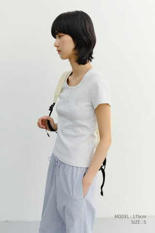CLASSIC SCOOP NECK TOP LIGHT MELANGE GREY