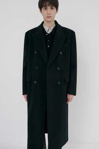 UNISEX TAILORED DOUBLE-BREASTED CASHMERE COAT BLACK