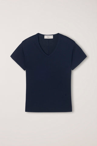 V-NECK SLIM TOP NAVY