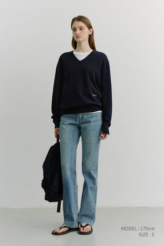 ESSENTIAL SEMI BOOT-CUT JEANS BRUSHED BLUE