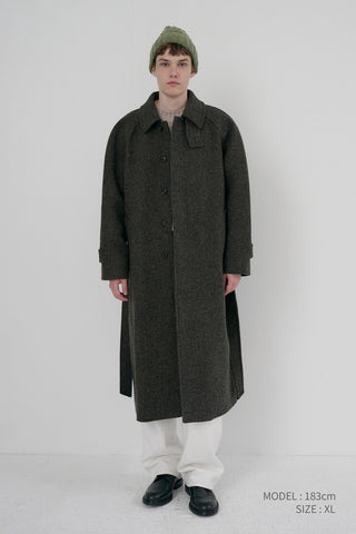 UNISEX RELAXED BALMACAAN COAT BROWN TWEED
