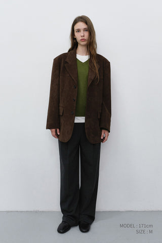 UNISEX RELAXED ALTER-SUEDE HALF JACKET BROWN