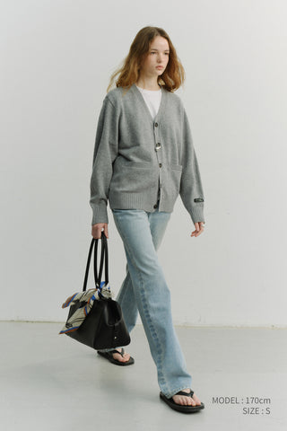 UNISEX BOYFRIEND KNIT CARDIGAN MELANGE GREY
