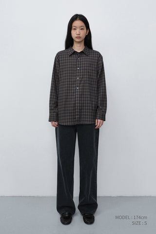 UNISEX CHECKED FLANNEL SHIRT KHAKI