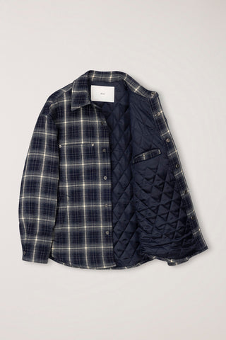 UNISEX QUILTED FLANNEL SHIRT NAVY CHECK