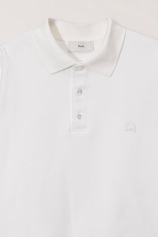 UNISEX LEATHER LOGO COLLARED T-SHIRT WHITE