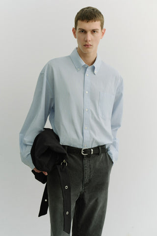 UNISEX OVERSIZED BD STRIPED SHIRT BLUE GREY STRIPE