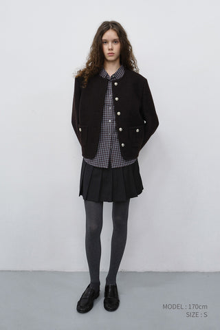 PLEATS MINI STRIPED SKIRT BLACK STRIPE