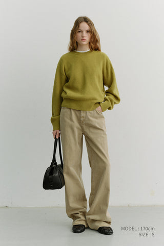 UNISEX BUTTONED CREWNECK SWEATER OLIVE