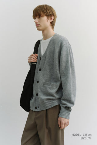 UNISEX BOYFRIEND KNIT CARDIGAN MELANGE GREY