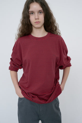 UNISEX MUTED STRIPED T-SHIRT RED