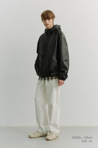 UNISEX ALTER-LEATHER WINDBREAKER BLACK